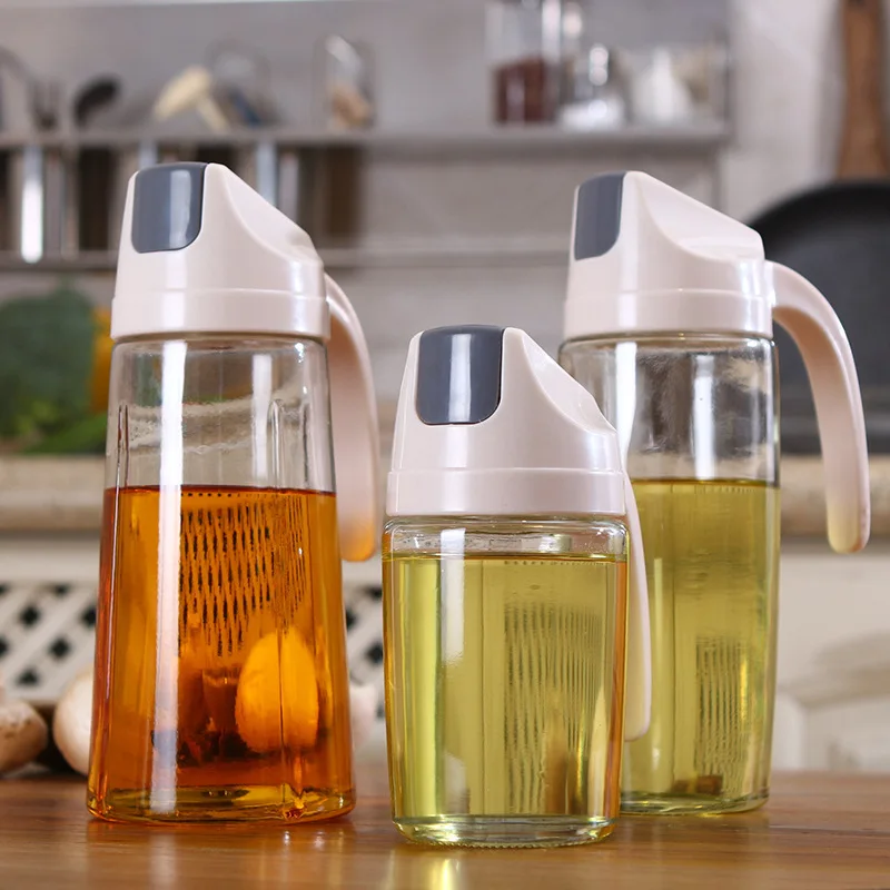 

Domestic Automatic Opening Closing Oil Kettle Kitchen Multipurpose Transparent Dustproof Leak-proof Glass Oil Bottle Seasoning