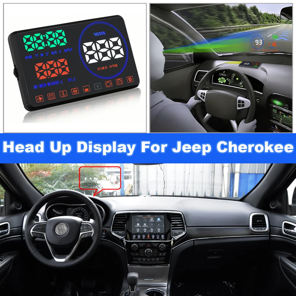 

Head Up Display HUD For Jeep Cherokee XJ/KJ/KK/KL 2014 2015-2021 Car Electronic Accessories Windshield Projector Alarm System