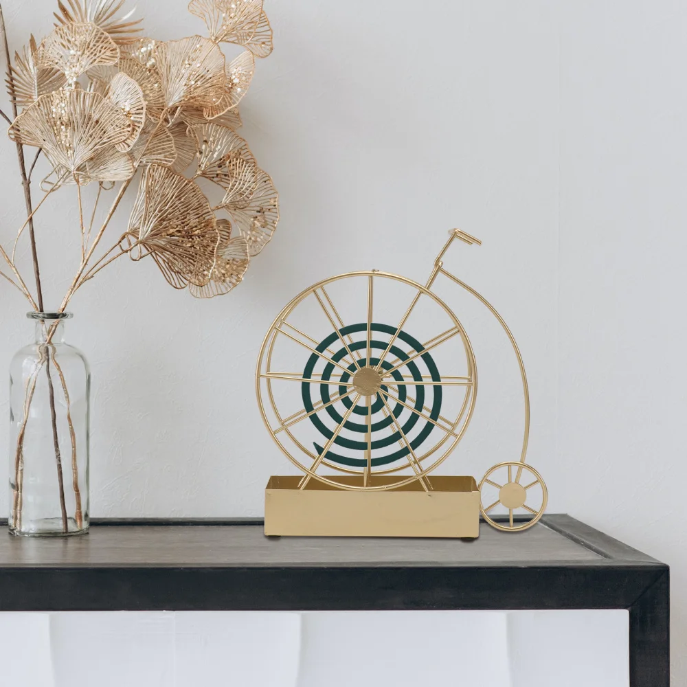 

1Pc Household Mosquito Coil Rack Bike Shaped Incense Holder Ornament (Golden)