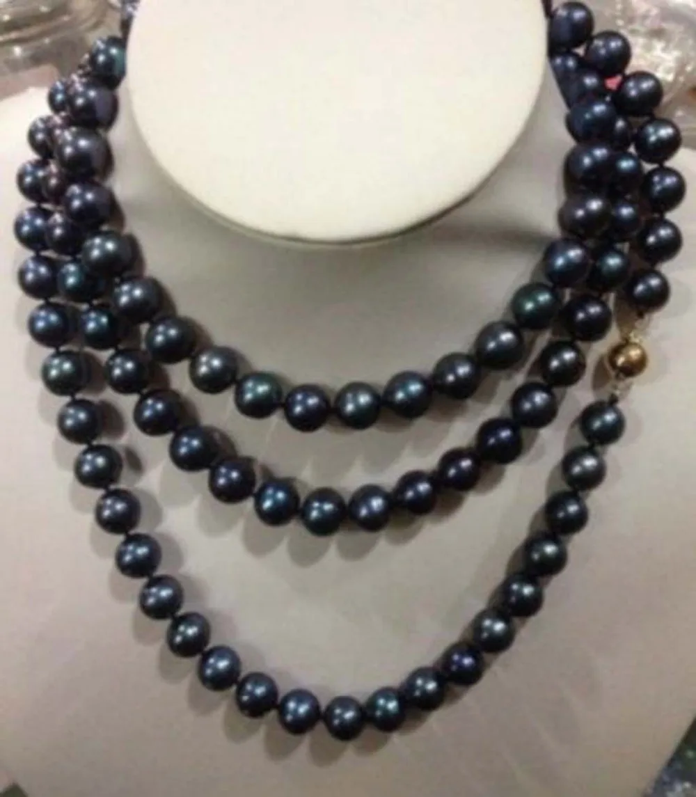 

Beautiful Natural 8-9mm Black Tahitian Pearl Necklace 50"