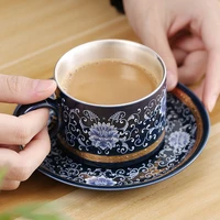 ceramic s999 sterling silver cup coffee cup mug cup cup saucer creative gift couple cup travel office household juice cup
