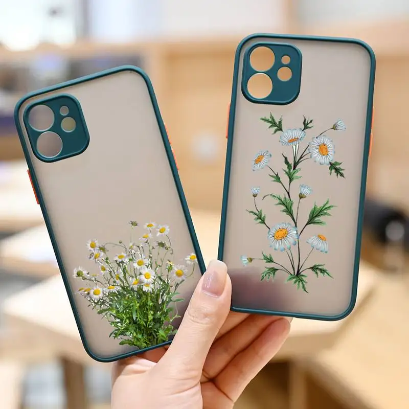 

Daisy Flowers painting pattern Phone Case matte transparent For iphone 7 8 11 12 plus mini x xs xr pro max cover