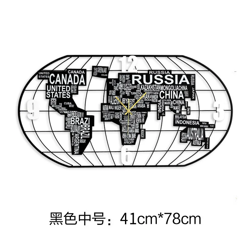 

Nordic Metal Wall Clock 3d World Map Living Room Wall Clock Mechanism Art Gift Idea Relojes Madera Pared Home Decoration DD45WC
