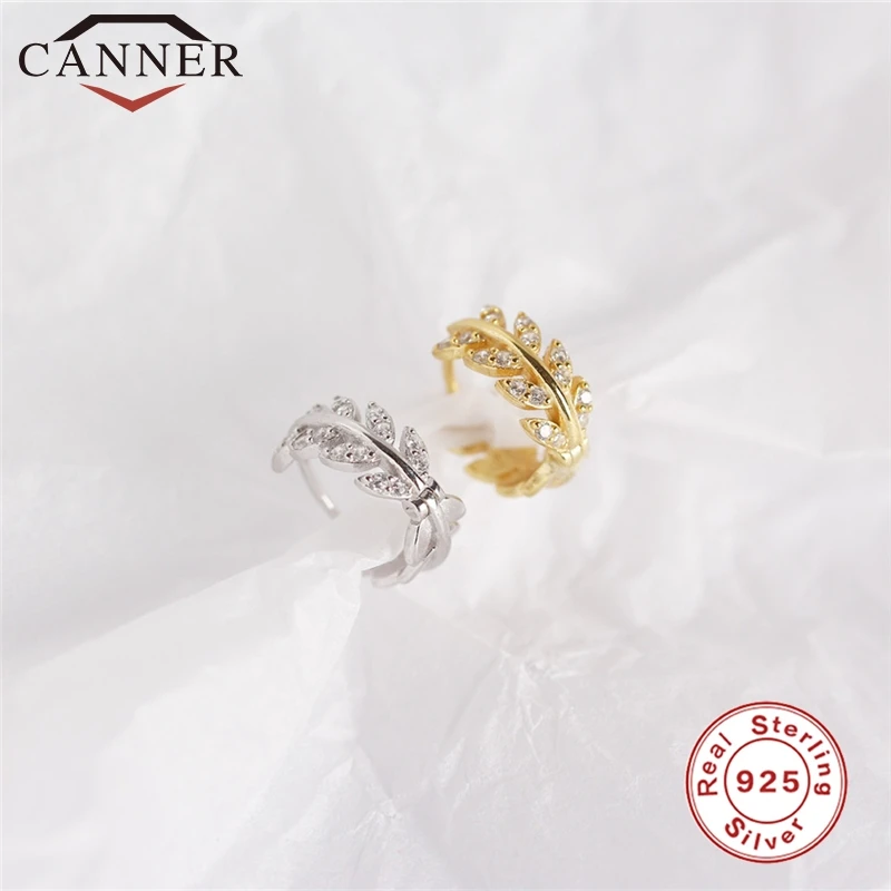 Женские серьги-кольца из стерлингового серебра 925 пробы с фианитом в виде