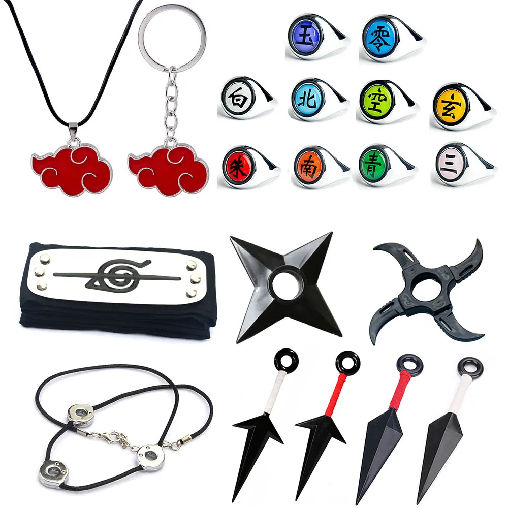 

Кольца Наруто кунаи, ободок, ожерелье, Shuriken Cosplay, аниме фигурка Акацуки, Итачи, детская игрушка, рождественский подарок