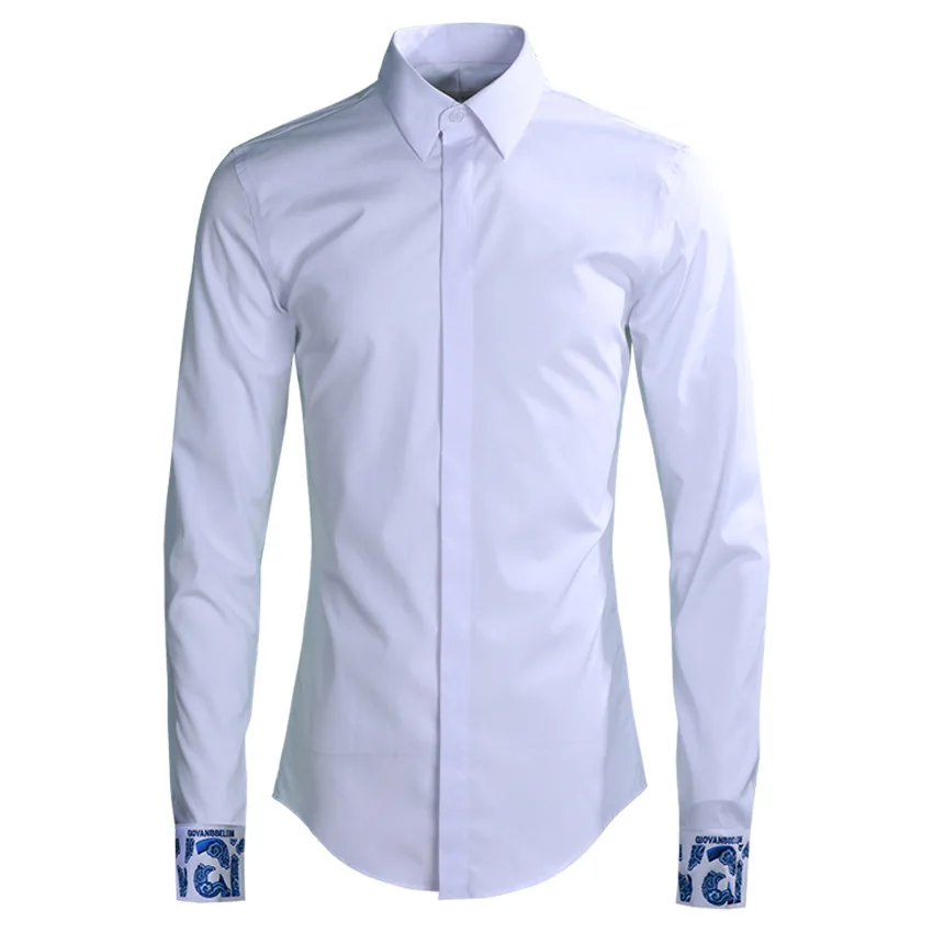 

Minglu протектор для мужчин рубашка роскошные манжеты с вышивкой вечерние мужские рубашки для мальчиков Модная одежда с длинными рукавами Slim ...