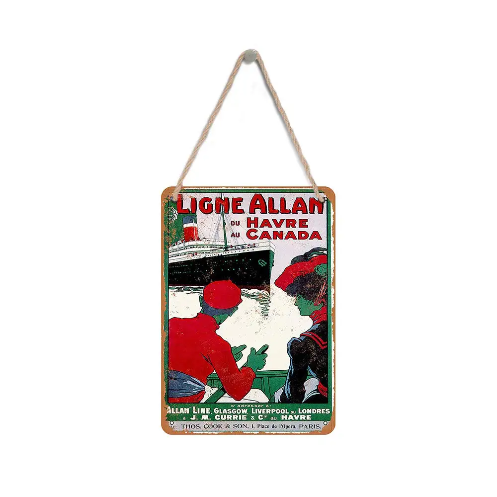 

Isaric Wood Hanging Sign 8 X 12 Inches Allan Line Ocean Liners to Canada Wooden Sign