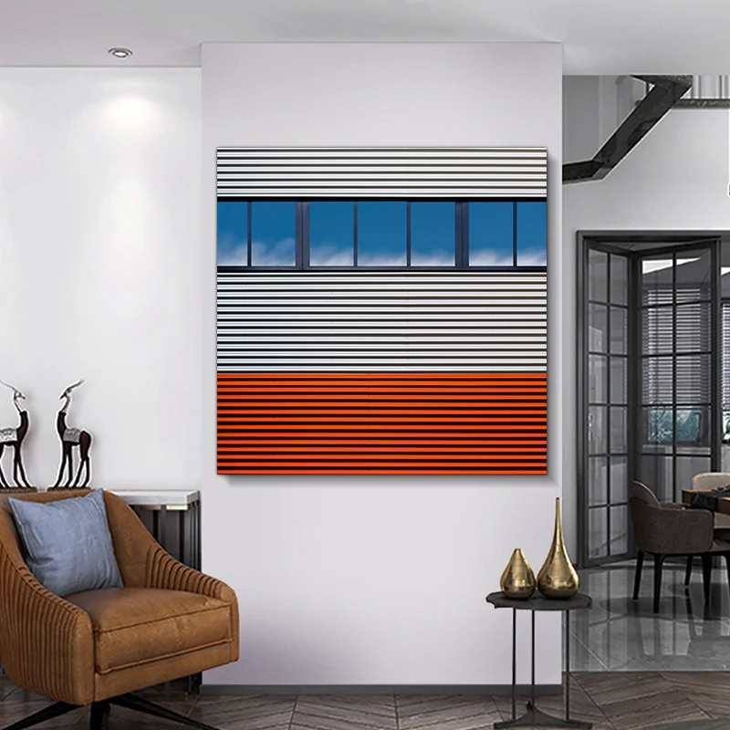 

Square Abstract Poster, Modern Aesthetic Line Sketch, Geometric Canvas Painting, Blue and Red Splicing, Printing, Waterproof, Mu