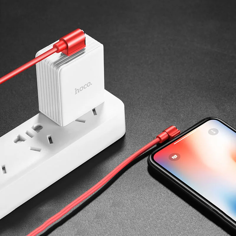 HOCO для iPhone кабель L Форма Быстрая зарядка USB 8 7 6 6s угол освещения Зарядное
