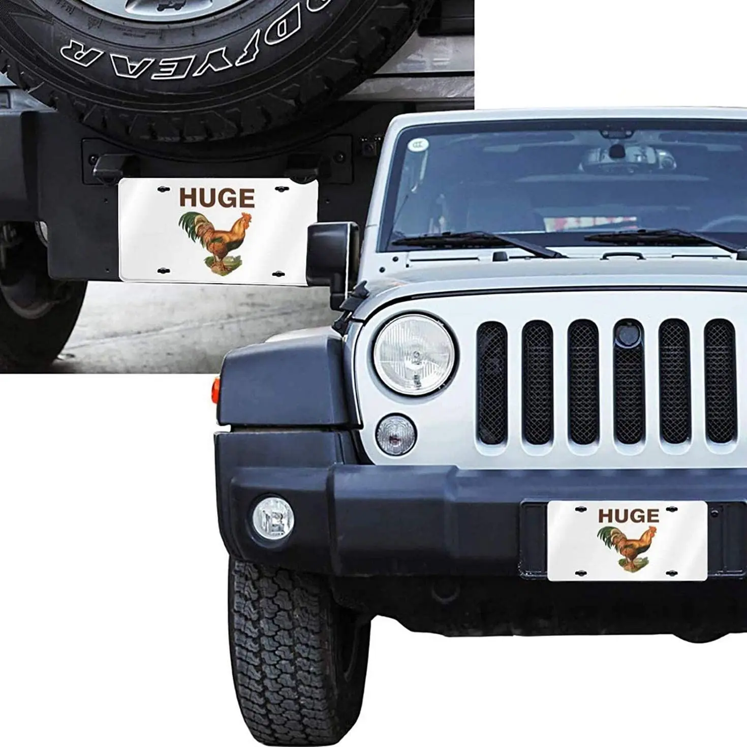 Огромный петух забавный предупреждающий номерной знак курицы