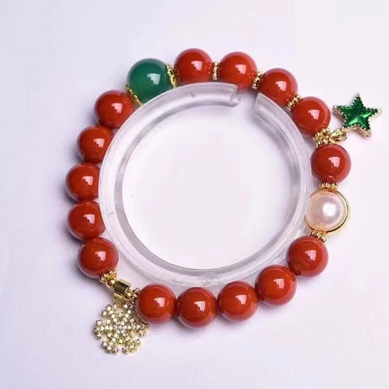 Красный агат исцеляющий браслет один круг кристалл ювелирные изделия бусины