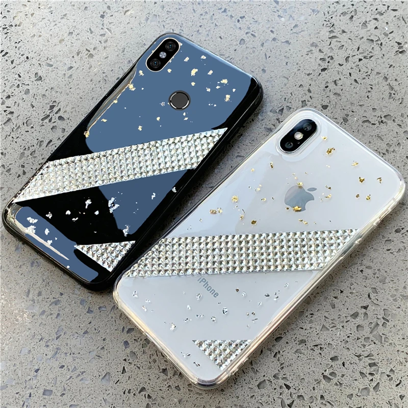 Золотистый серебристый фольга Алмазный чехол для Xiaomi mi 9 SE 8 Lite A2 A3 X 3 Max 2 6X 5X мягкий