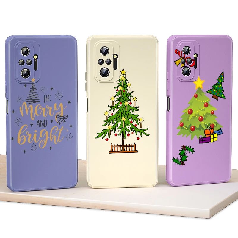 

Christmas Tree For Xiaomi Redmi Note 10S 10T 10 9T 9 9S 8T 8 7 Pro Max 5G Phone Case Liquid Silicone Soft TPU Cover