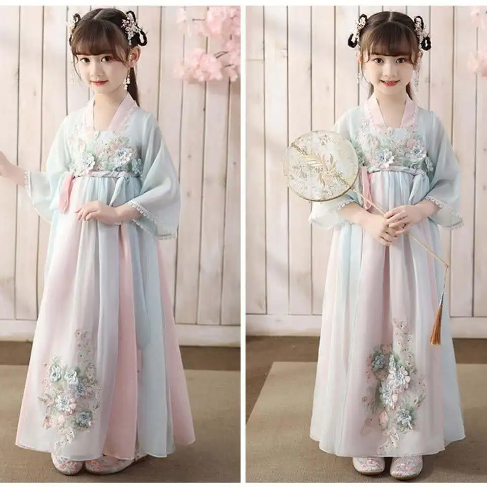 2021 Традиционный китайский костюм ханьфу для девочек детское традиционное