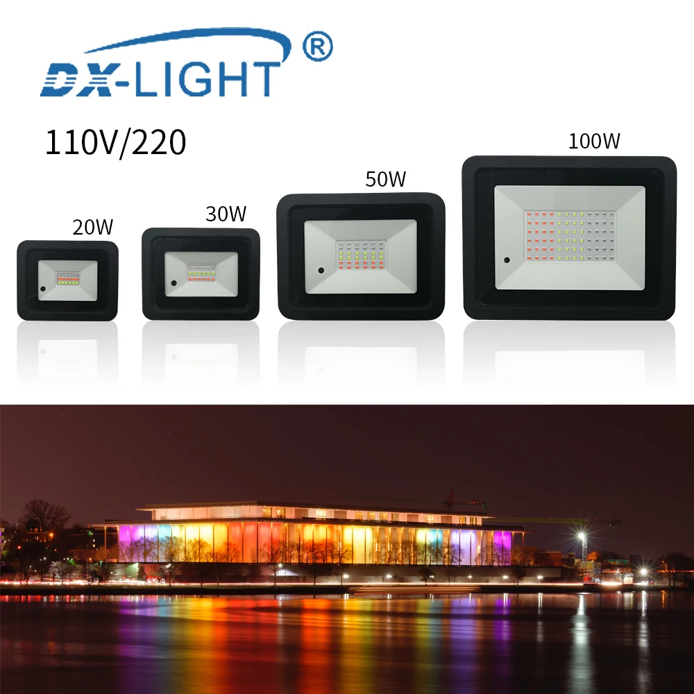 20W 30W 50W 100W светодиодный RGB прожектор светильник 100 V/220 V RGB прожектор светильник+ пульт дистанционного управления Управление IP68 на открытом воздухе Точечный светильник сменные светодиодные прожекторы светильник
