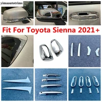 rear rain wiper rearview mirror handle bowl fog light lamp frame cover trim for toyota sienna 2021 2022 abs chrome accessories