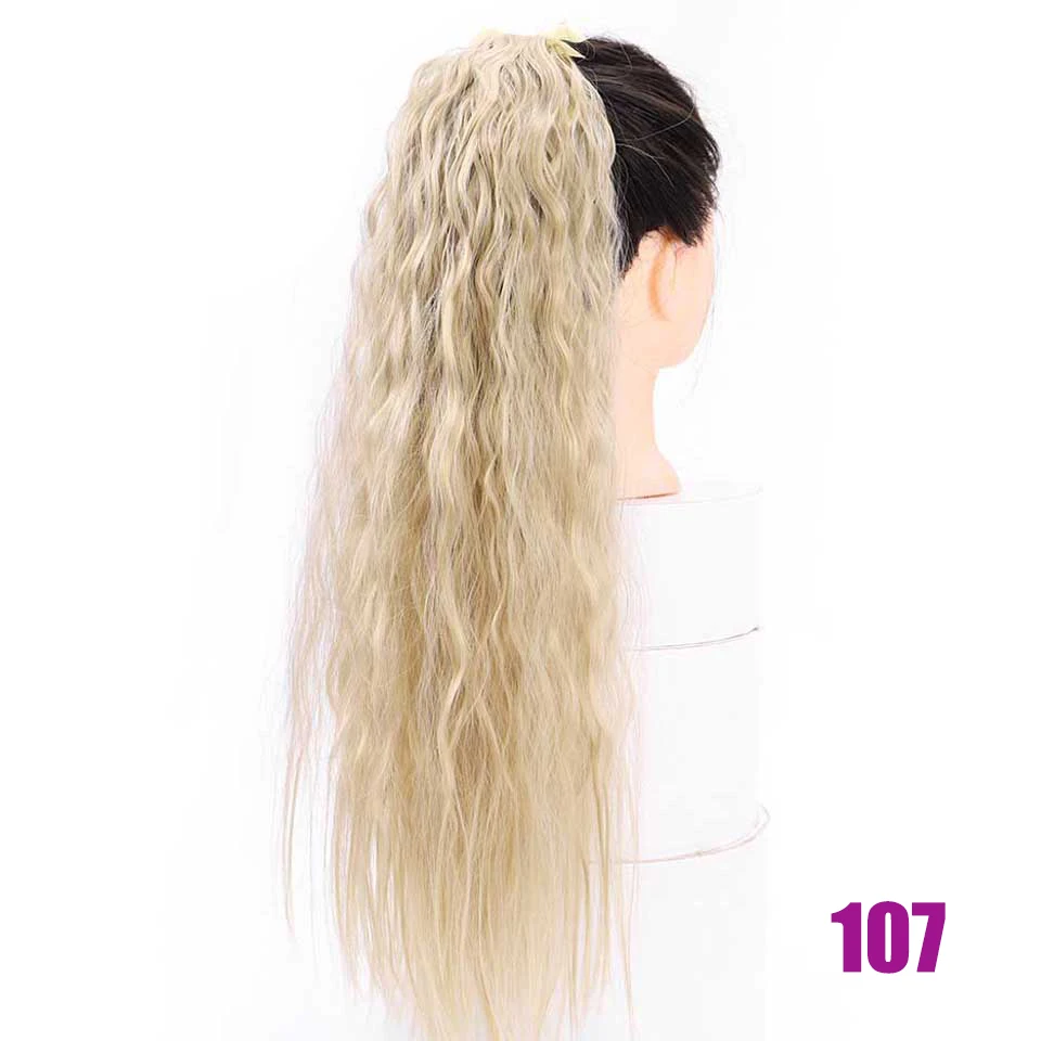MEIFAN Long Corn Curly Ponytail Synthetic Hair Pieces Ribbon Drawstring Clip on Ponytail Hair Extensions False Hair Pieces - Цвет: 107