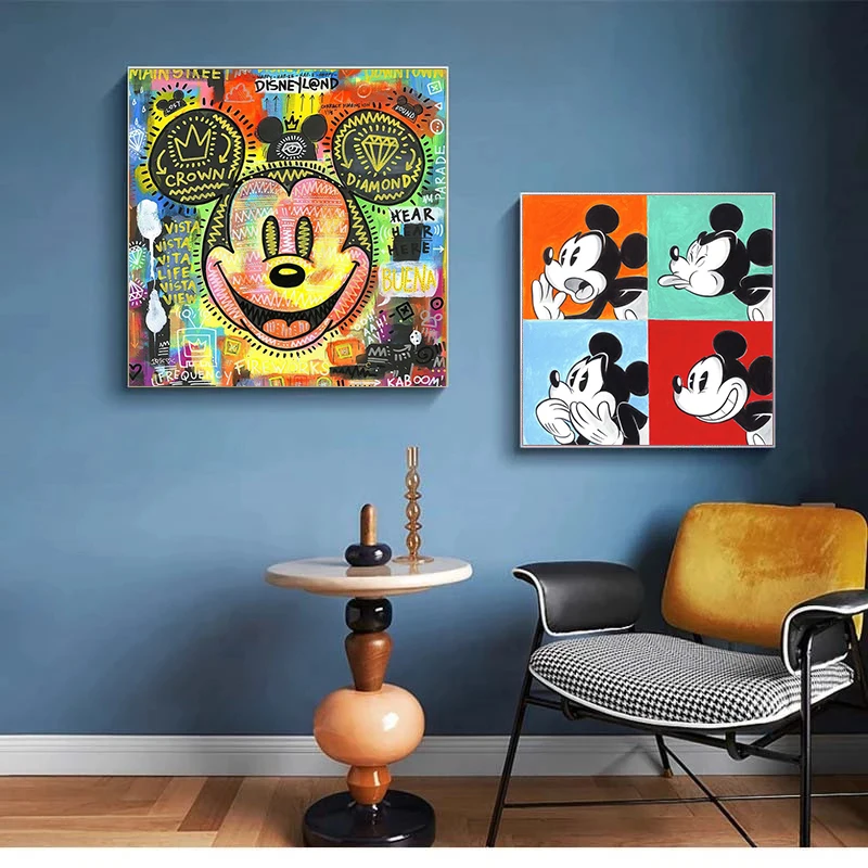 Уличное граффити Картина на холсте с изображением Диснея Микки Мауса Мультяшные