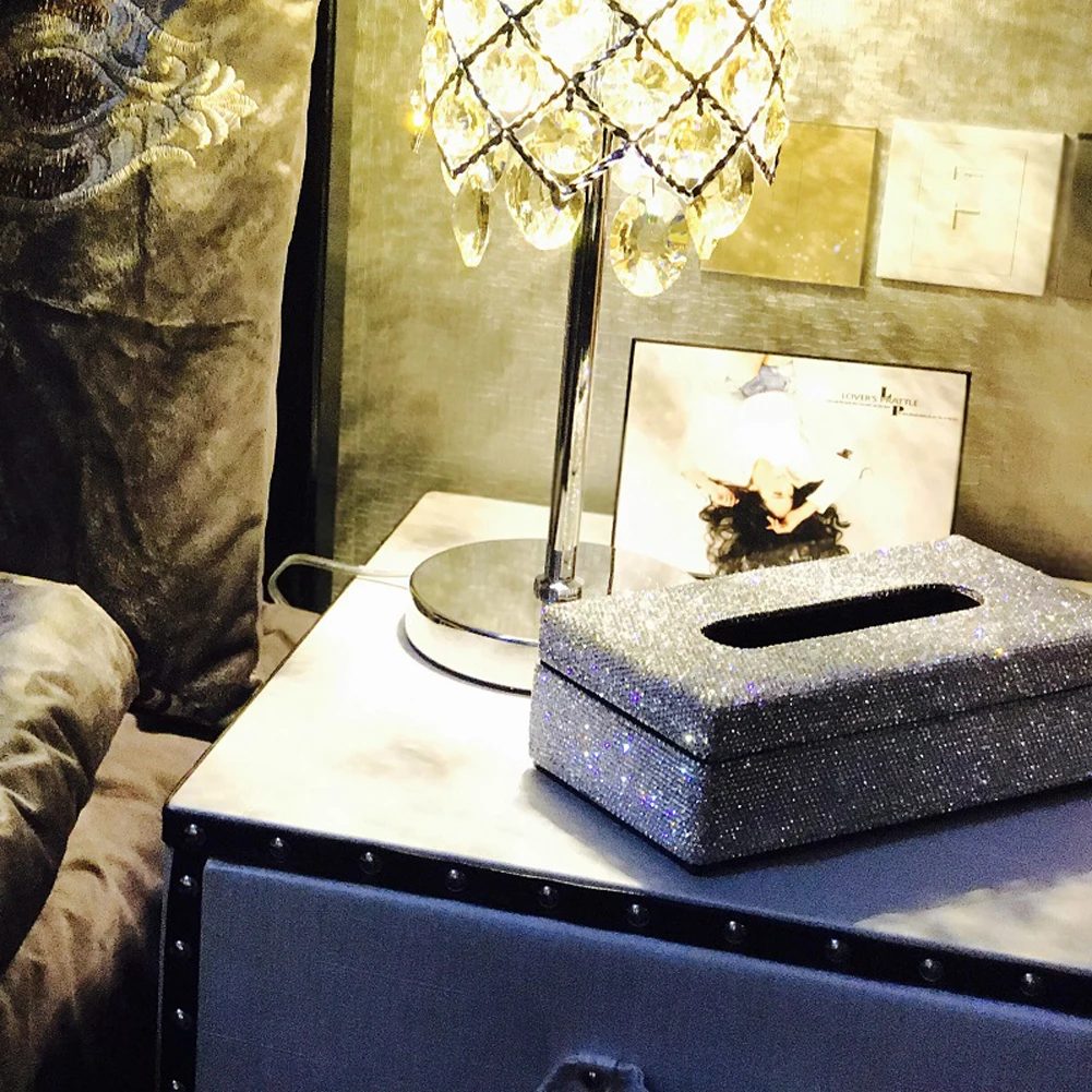 Алмазная клееная кожаная коробка для салфеток автомобиля шикарный роскошный