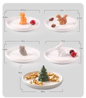 3d christmas tree dessert table fruit plate creative ceramic jewelry fox owl squirrel storage tray decorative ornaments crafts