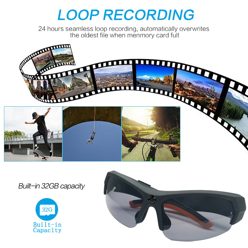 

MS18B Sport Stereo Wireless Bluetooth Headset Telephone Driving Sunglasses Mp3 DV Camera Riding Eyes Glasses Body Camera