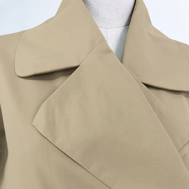 Женское пальто в красную клетку BOOFEENAA длинное цвета хаки ветровка уличная одежда