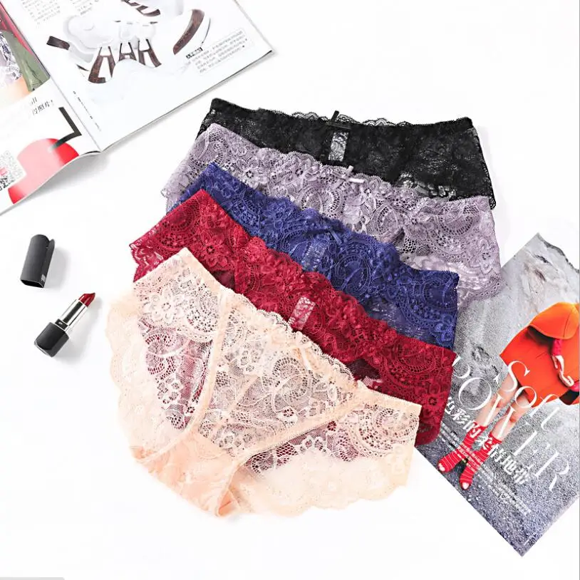 

Women Sexy Lace Panties Transparent Low-waist Underpant M-XL Female Soft Comfortable Underwear New Design Ladies Lingerie S1503