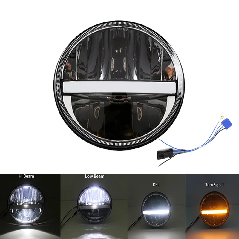 

Круглый 7-дюймовый мотоциклетный черный проектор с двигателем HID, светодиодная лампочка, фара для Harley Street Glide Softail FLHX F Touring Trike