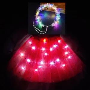 2020 new Children's skirt luminous skirt with light skirt led skirt novelty skirt with fluorescent skirt tutu dress red skirt
