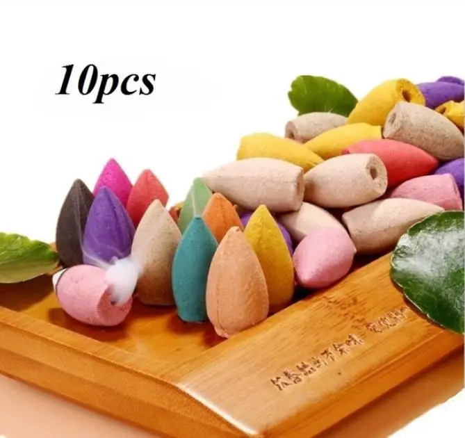 10pcs Mixed 20 шт натуральный сандаловое дерево+ 1 шт горелка маленький монах кадило в виде маленького Будды керамический обратный поток ладан горелка держатель домашний декор - Цвет: 10pcs Mixed
