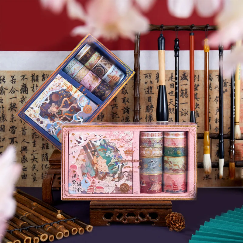 

Наклейка в виде ленты 10x10, Подарочная коробка, канцелярские принадлежности, аксессуары для офиса, креативные красивые наклейки в национальн...