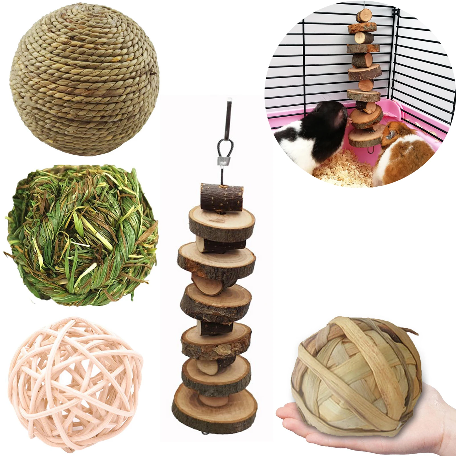 Игрушки для зубов домашних животных хомяк кролик ветка трава шар натуральные