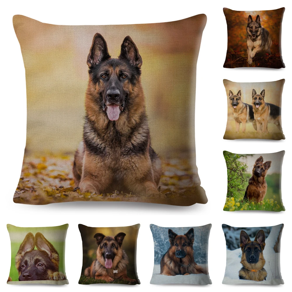 Decorative Pet Dog Animal Pillow Case German Shepherd Cushion Cover for Sofa Home Children Room Car Polyester Pillowcase 45*45cm