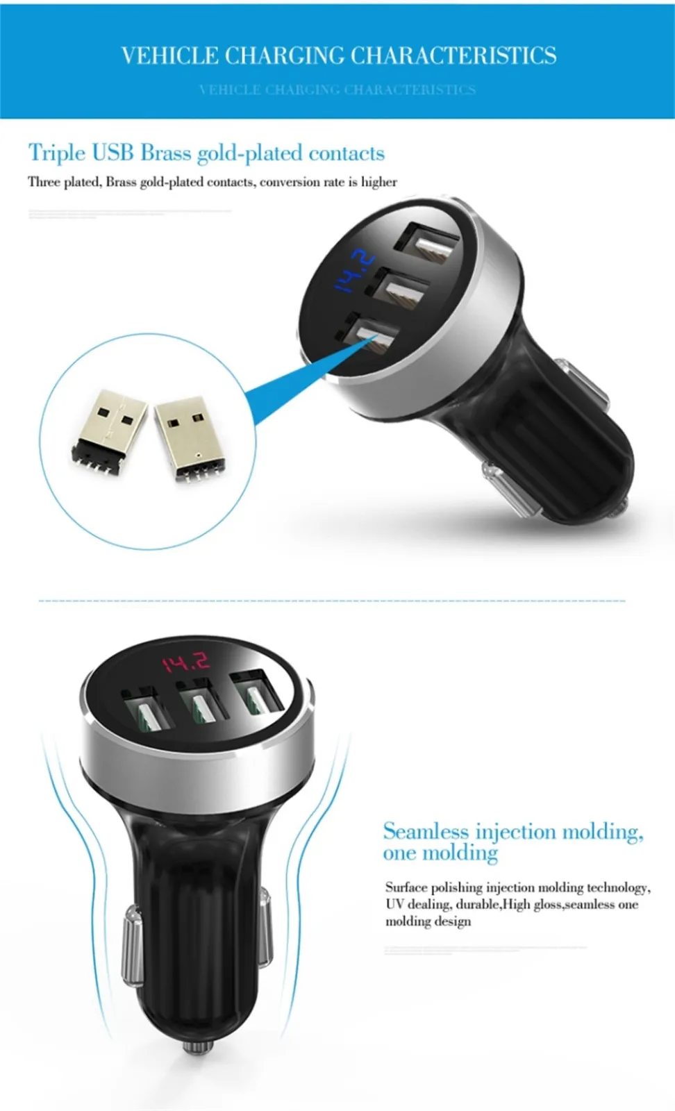 MOSUNX LEDHigh качество smart AP03 портативный 3USB порт автомобильное зарядное устройство Быстрая зарядка дорожный адаптер UQ для samsung xiaomi huawei