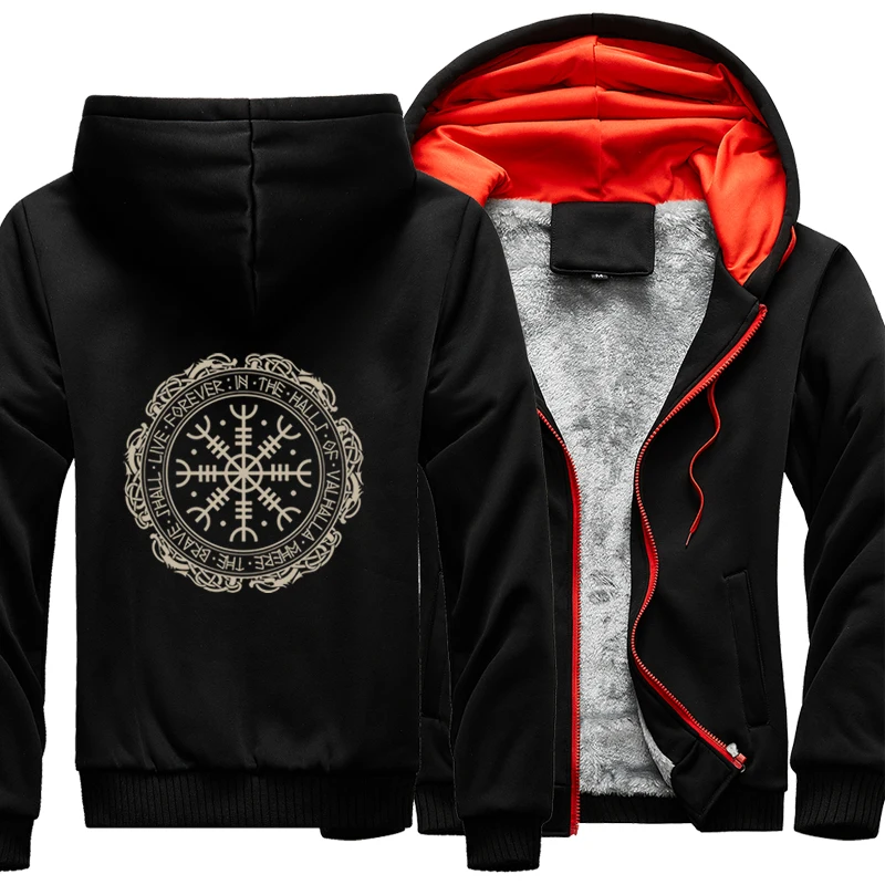 

Winter Jacket Men Odin Vikings Scandinavian Runes Valhalla Coat Coats Zipper Fleece Thcik Hoodies Sweatshirt Overcoat Outwear