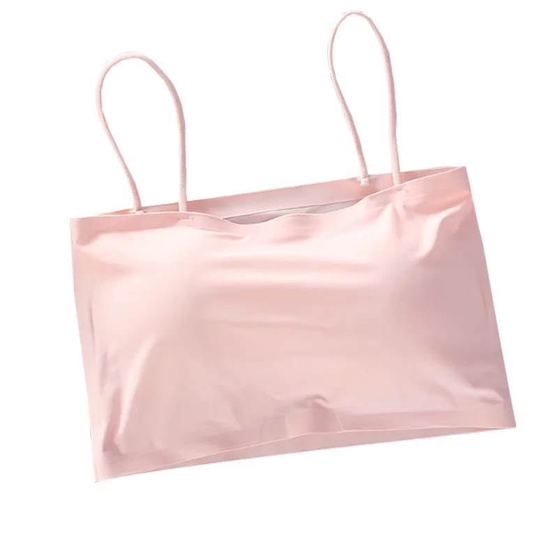 

Explosive style ice silk beauty back wrapped chest tube top girl student no steel ring vest style seamless bra underwear female