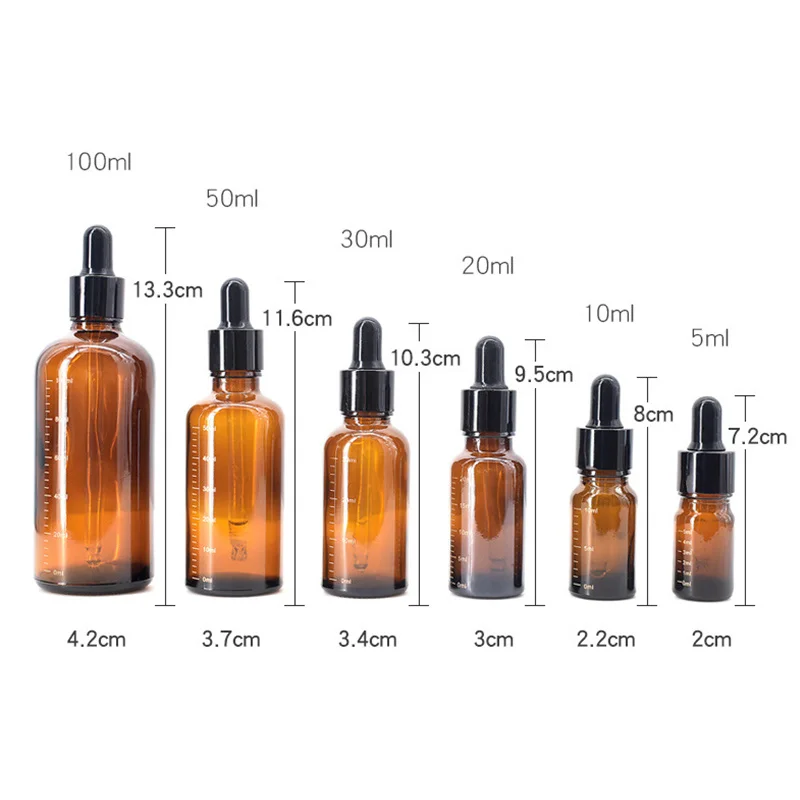 Dropper Bottles with Scale 5ml-100ml Reagent Eye Drop Amber Glass Aromatherapy Liquid Pipette Bottle Refillable Bottles Travel images - 6