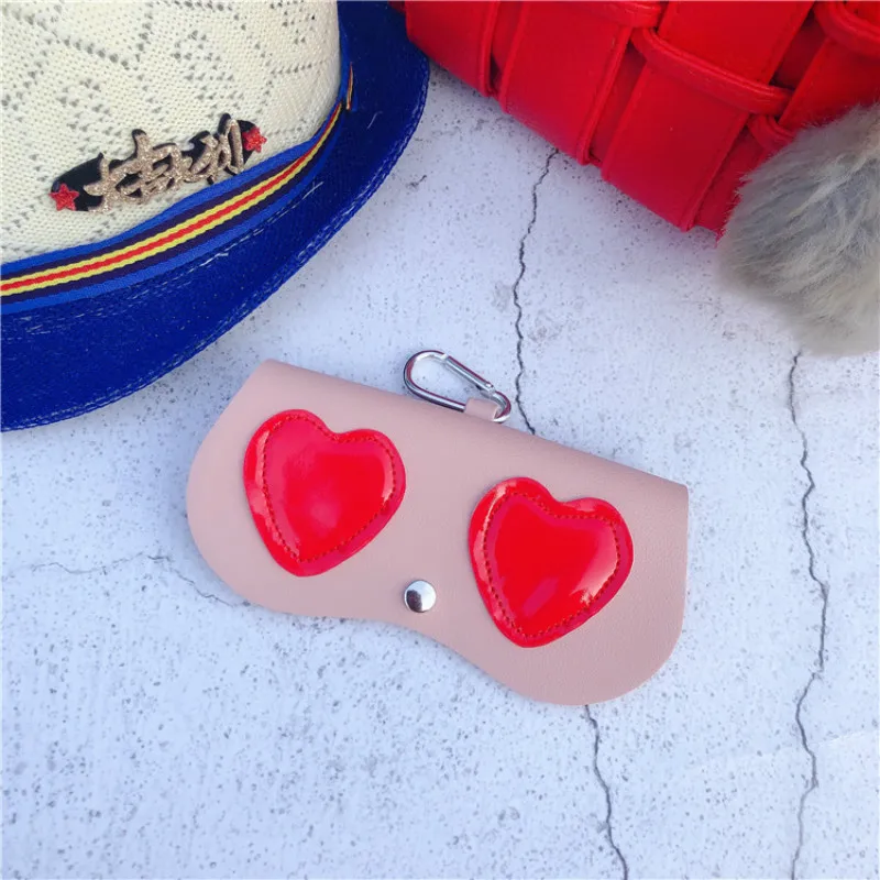 Pink Heart Милый чехол с цветочным узором для солнцезащитных очков из искусственной кожи, чехол для очков, футляр для очков, футляр для очков, чехол для хранения - Цвет: Pink Heart