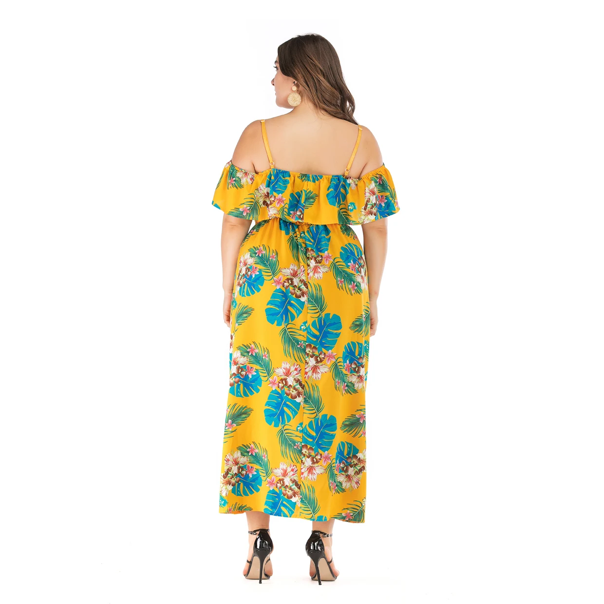 Женская мода жира плюс размер с короткими рукавами в цветочек печати V шеи