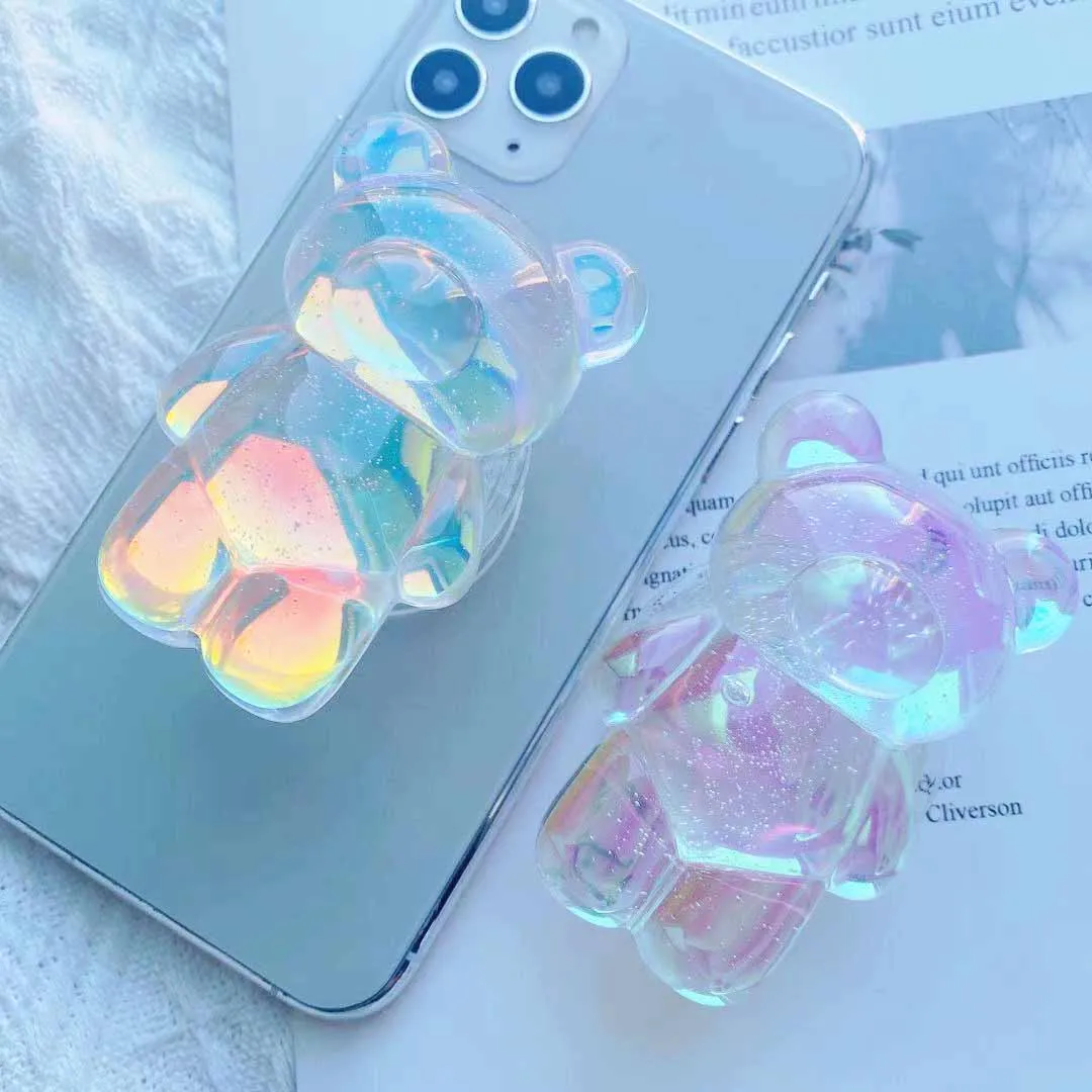 

3D Colorful Bear Adjustable Airbag Desktop Smartphone Griptok Cell Phone Holder Mobile Phone Socket Grip Tok For Ipad Stand