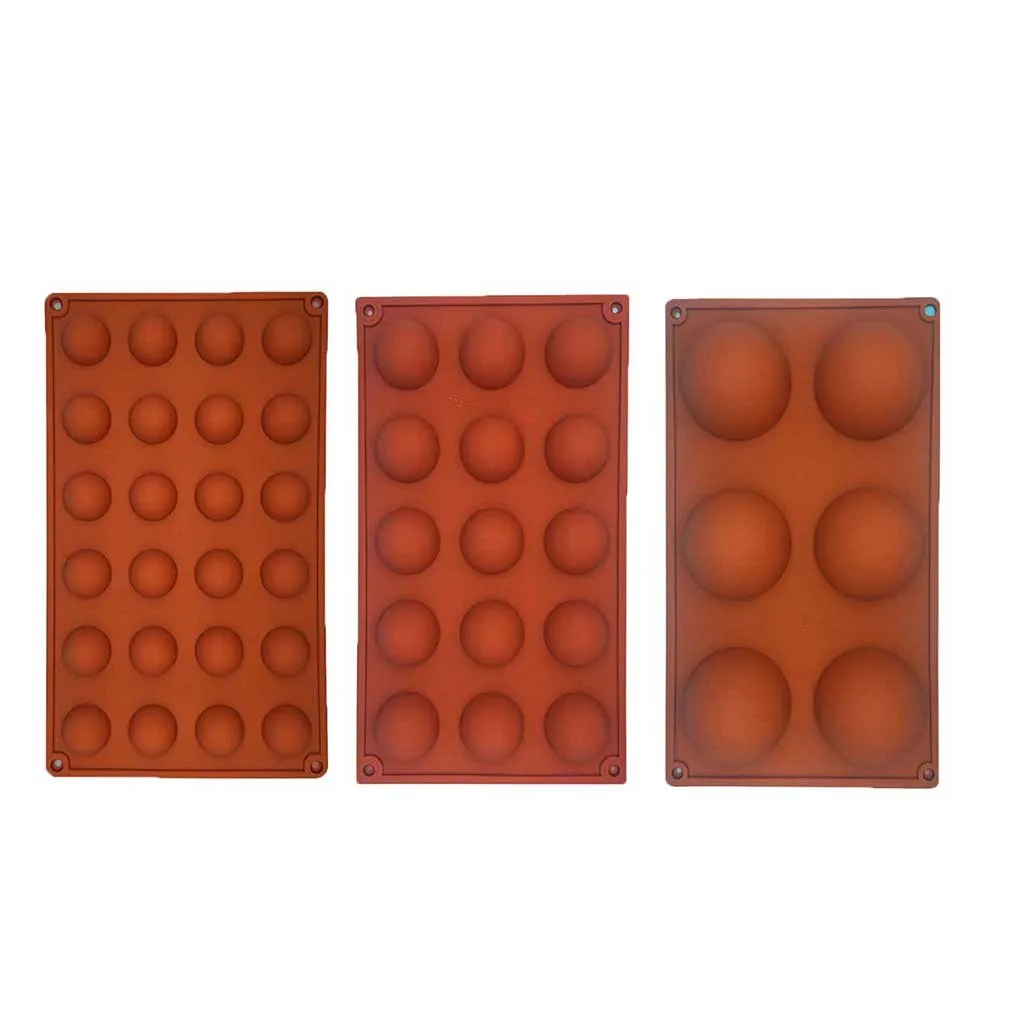 Half Ball Sphere Silicone Cake Mold Muffin Chocolate Cookie Baking Mould Pan 3pc | Tools