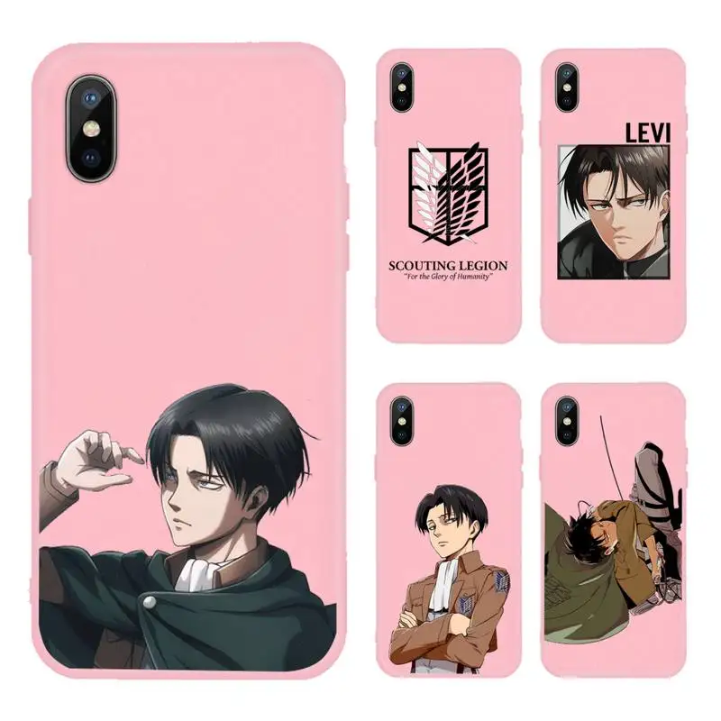 

Attack On Titan Phone Case Pink Candy Color for iPhone 11 12 mini pro XS MAX 8 7 6 6S Plus X SE 2020 XR