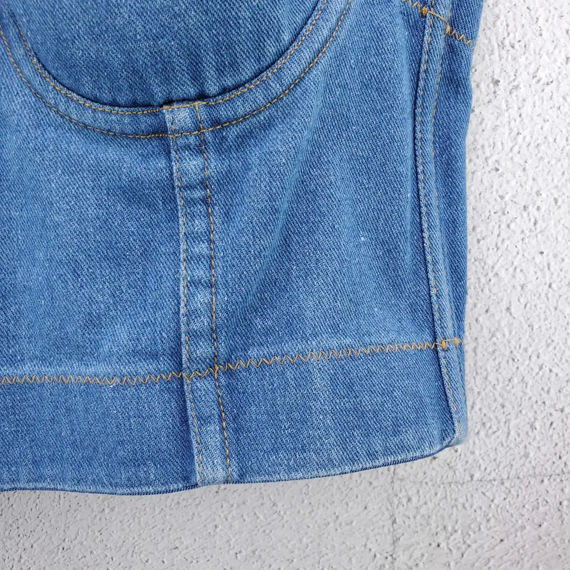 

Sexy fishbone denim sling women show thin tube top wear