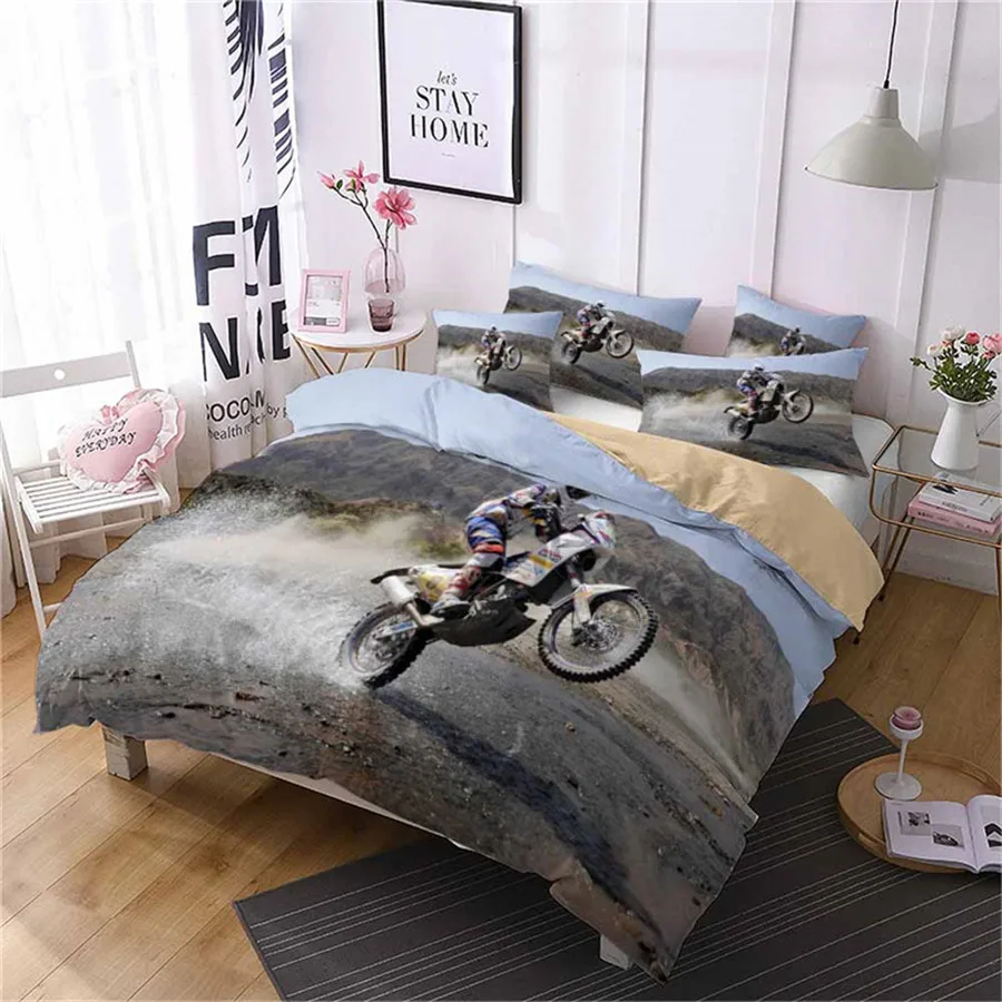 HELENGILI 3D Постельное белье с принтом &quotмотоцикл&quot постельное Bedcloth Наволочка на