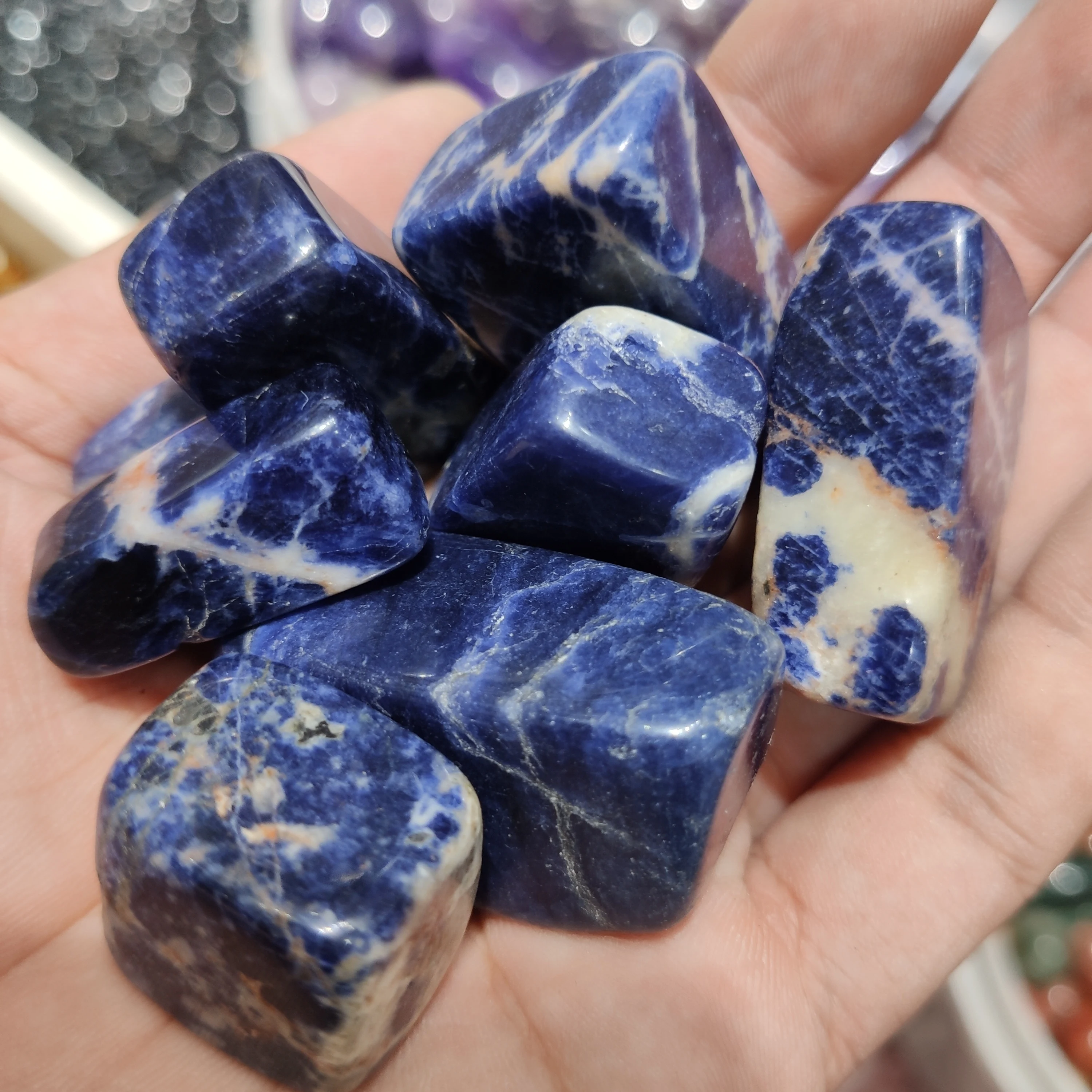 

Natural Sodalite Crystal Tumbled Gravel Stone Fish Tank Garden Decoration Healing Home Decoration