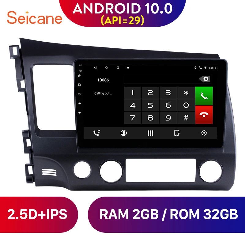 Мультимедийный плеер Seicane на Android 10 1 экран 0 дюйма для Honda Civic 2006 2007 2008 2009 2010
