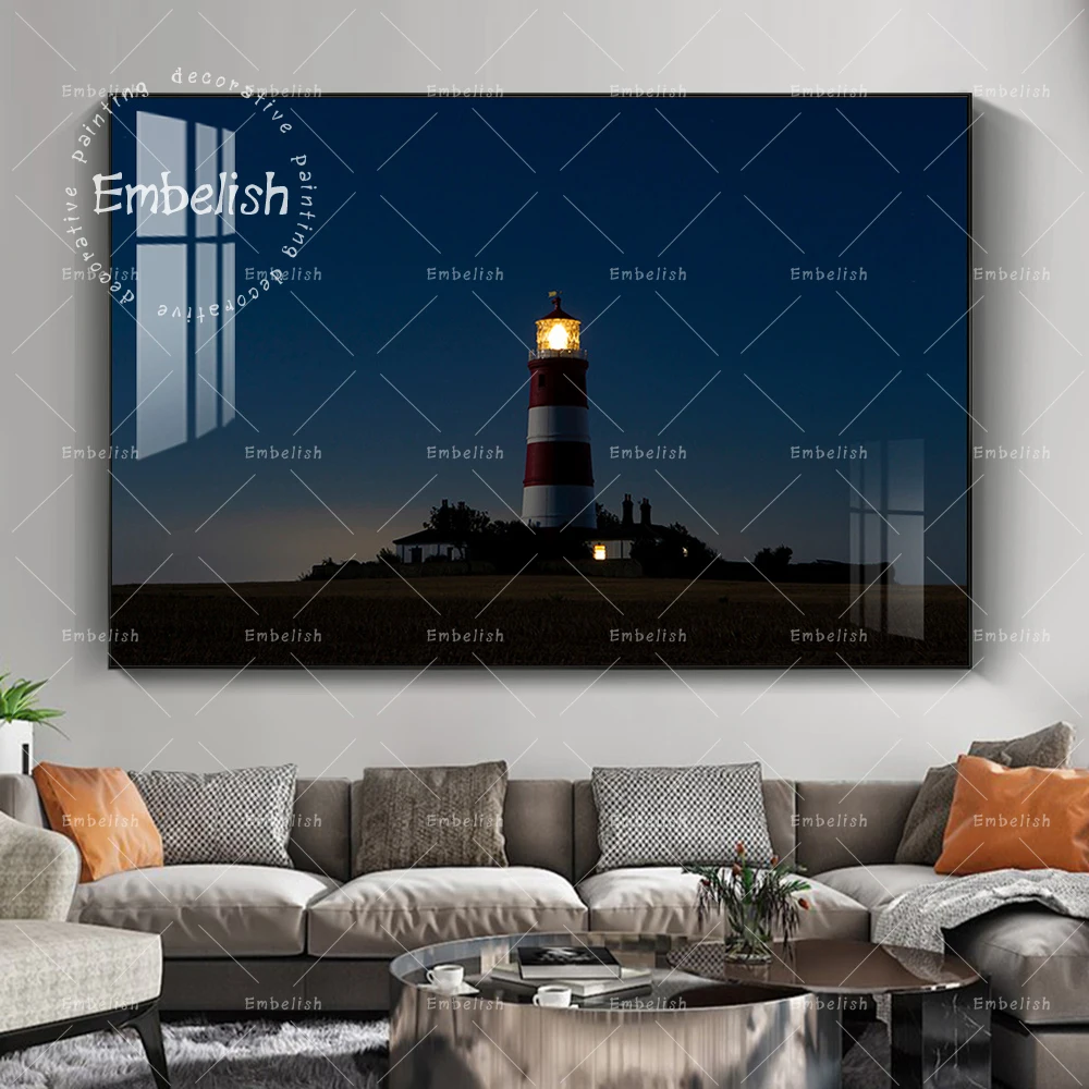 

1 Pieces Lighting House Night View Landscape HD Print Canvas Oil Paintings For Living Room Modern Home Decor Poster Wall Picture