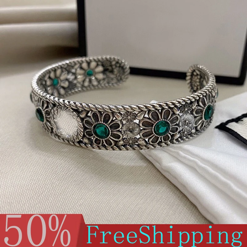 

925 Sterling Silver Hollow Bracelet Couple Men And Women Luxury Brand High Quality Retro Fashion Hip Hop Party Jewelry Gift