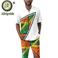 tracksuit men african clothes short sleeve print shirts and pants 2 piece set dashiki outfit plus size clothing blouse s2116029