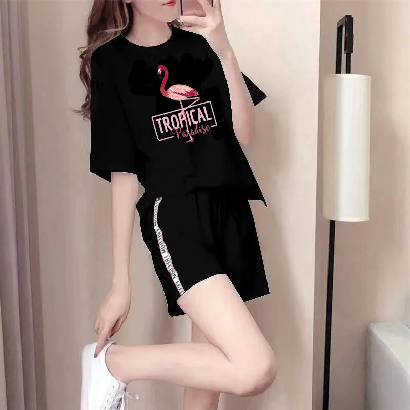 Женский спортивный костюм из двух предметов летний женский с коротким рукавом +